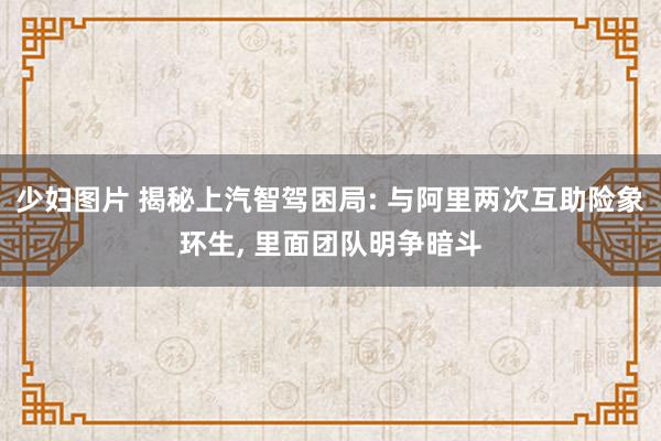 少妇图片 揭秘上汽智驾困局: 与阿里两次互助险象环生， 里面团队明争暗斗