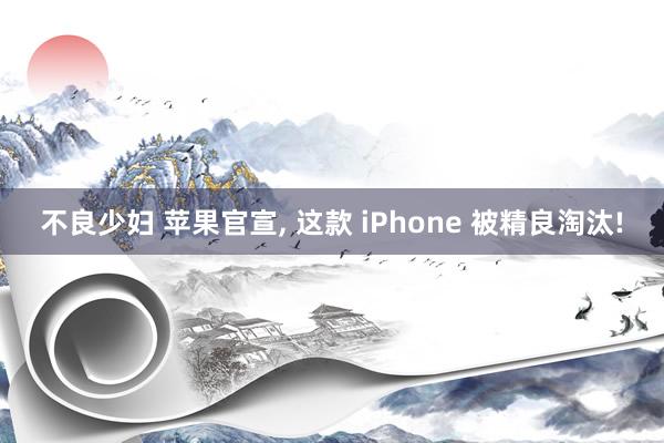 不良少妇 苹果官宣， 这款 iPhone 被精良淘汰!