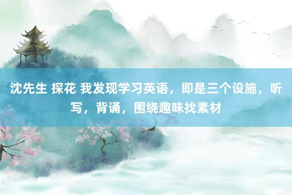 沈先生 探花 我发现学习英语,即是三个设施,听写,背诵,围绕趣味找素材