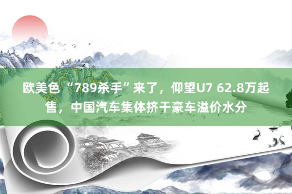欧美色 “789杀手”来了，仰望U7 62.8万起售，中国汽车集体挤干豪车溢价水分